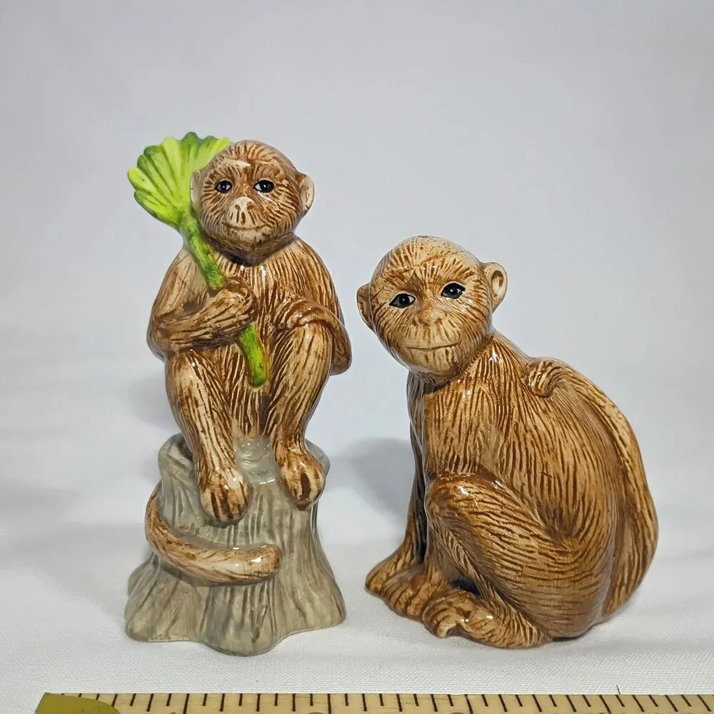 Vintage Monkey Salt Pepper Shakers Jungle China Mark No Chips Or Cracks